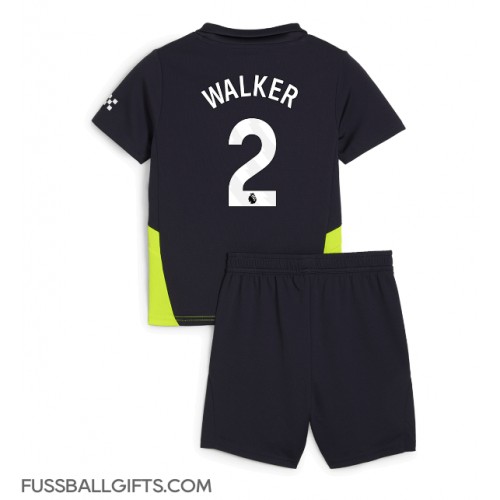 Manchester City Kyle Walker #2 Fußballbekleidung Auswärtstrikot Kinder 2024-25 Kurzarm (+ kurze hosen)